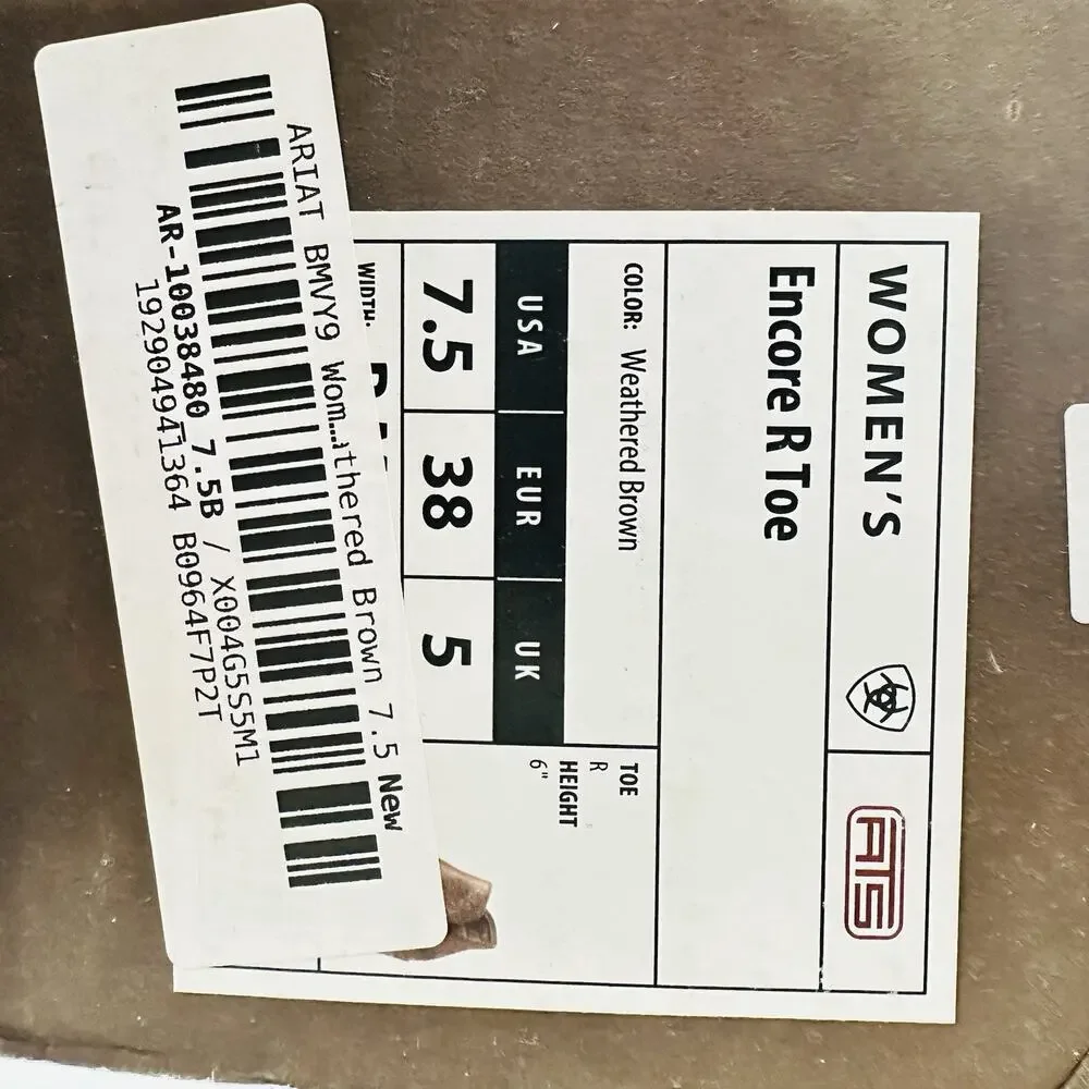 Ariat Boots Womens Size 7.5 Encore R Toe Weathered Brown Leather Western Bootie - Picture 7 of 7